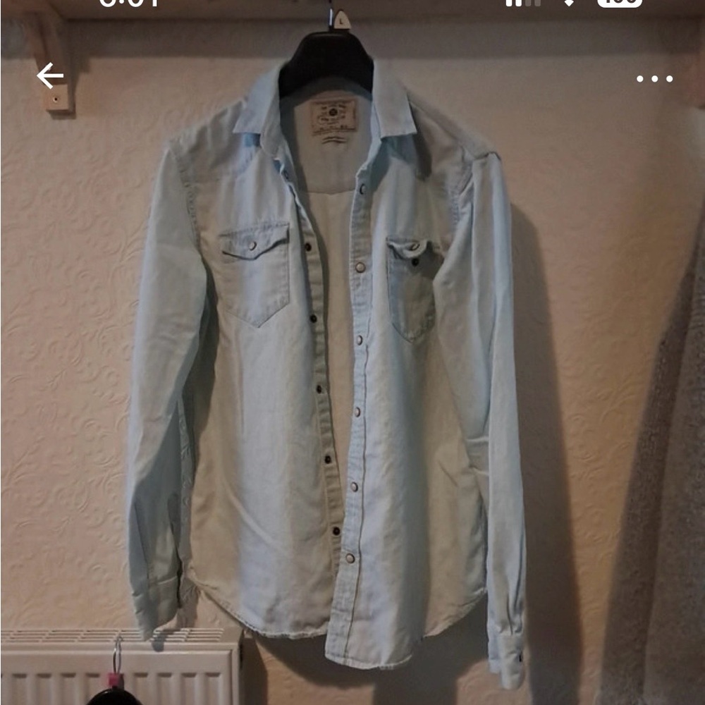 Zara Light Blue Casual Button-Down Shirt